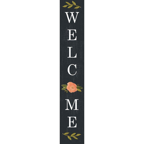 Welcome Floral II (black) Gold Ornate Wood Framed Art Print with Double Matting by Sherrill, Kate