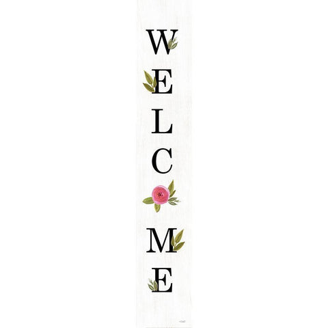 Welcome Floral III Black Modern Wood Framed Art Print with Double Matting by Sherrill, Kate