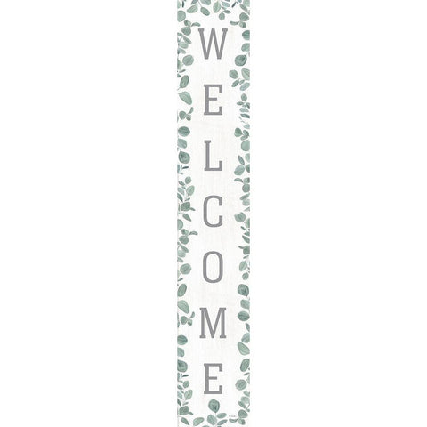 Welcome with Eucalyptus Black Modern Wood Framed Art Print by Sherrill, Kate