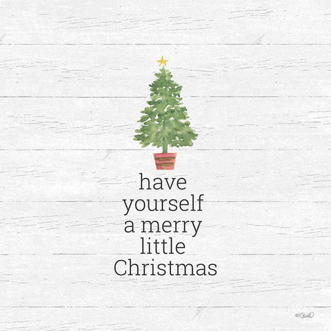 Have Yourself A Merry Little Christmas White Modern Wood Framed Art Print by Sherrill, Kate