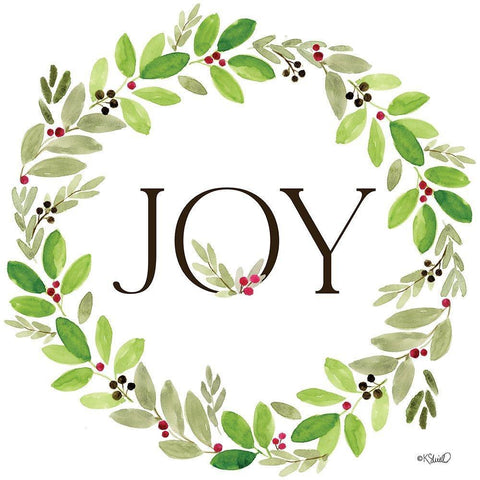 Joy Wreath White Modern Wood Framed Art Print by Sherrill, Kate