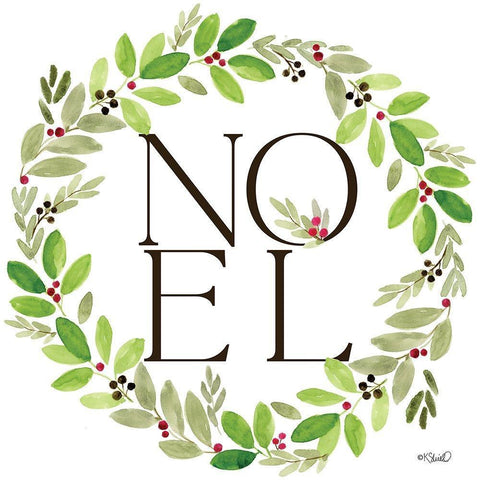 Noel Wreath Black Modern Wood Framed Art Print with Double Matting by Sherrill, Kate