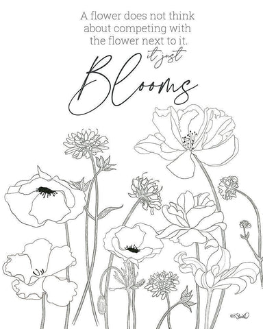 It Just Blooms White Modern Wood Framed Art Print with Double Matting by Sherrill, Kate