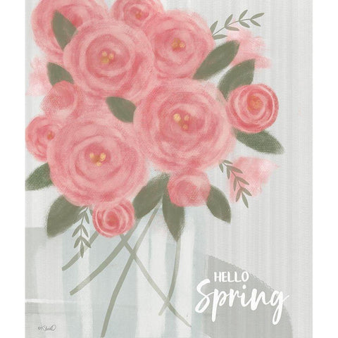 Hello Spring White Modern Wood Framed Art Print by Sherrill, Kate