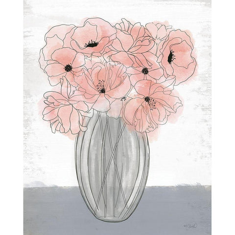Poppies in Vase Black Modern Wood Framed Art Print by Sherrill, Kate
