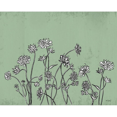 Floral Sketch 1 Gold Ornate Wood Framed Art Print with Double Matting by Sherrill, Kate