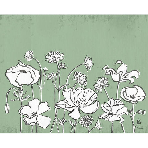 Floral Sketch 2 Gold Ornate Wood Framed Art Print with Double Matting by Sherrill, Kate