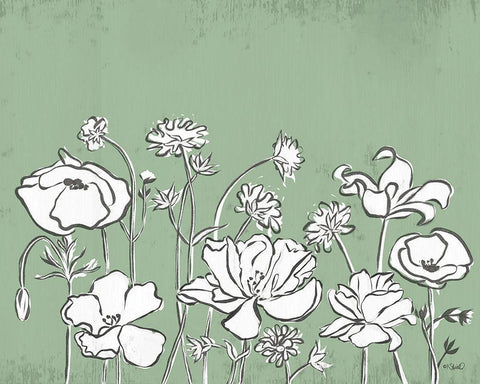 Floral Sketch 2 Black Ornate Wood Framed Art Print with Double Matting by Sherrill, Kate