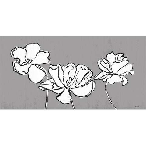 Three Blooms Sketch Gold Ornate Wood Framed Art Print with Double Matting by Sherrill, Kate