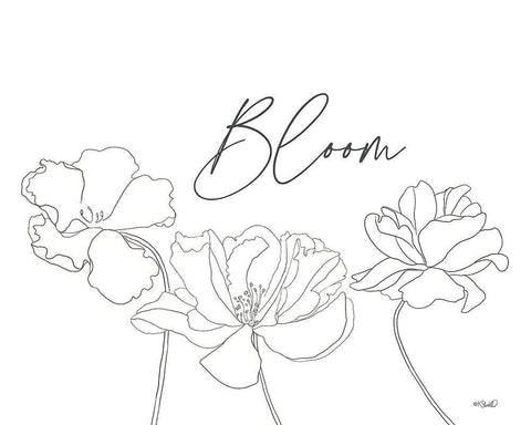 Bloom Sketch White Modern Wood Framed Art Print with Double Matting by Sherrill, Kate
