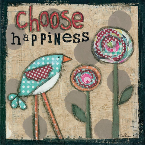 Choose Happiness Black Ornate Wood Framed Art Print with Double Matting by Larson, Lisa