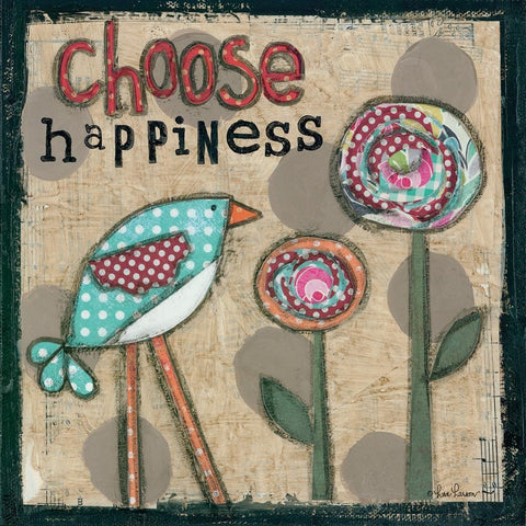 Choose Happiness Gold Ornate Wood Framed Art Print with Double Matting by Larson, Lisa