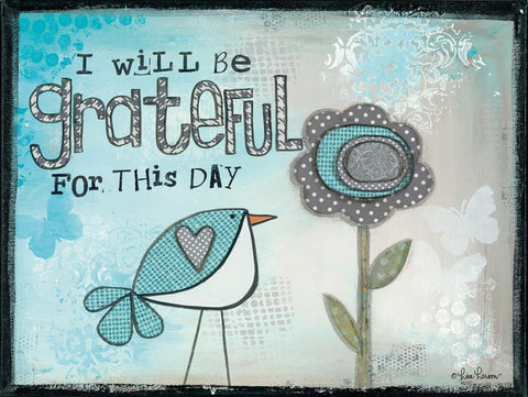 I Will be Grateful White Modern Wood Framed Art Print with Double Matting by Larson, Lisa