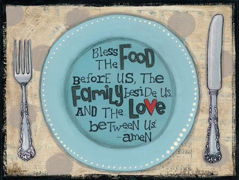 Bless the Food White Modern Wood Framed Art Print with Double Matting by Larson, Lisa