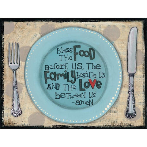 Bless the Food Black Modern Wood Framed Art Print with Double Matting by Larson, Lisa