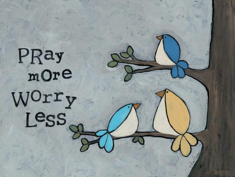 Pray More Black Ornate Wood Framed Art Print with Double Matting by Larson, Lisa