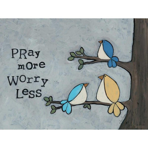 Pray More Black Modern Wood Framed Art Print by Larson, Lisa