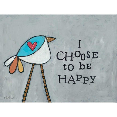Choose Happy Black Modern Wood Framed Art Print by Larson, Lisa