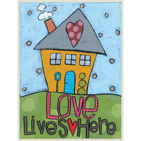 Love Lives Here Black Modern Wood Framed Art Print with Double Matting by Larson, Lisa
