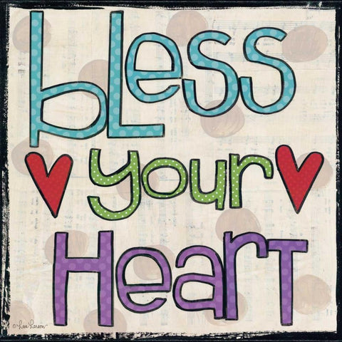 Bless Your Heart Black Modern Wood Framed Art Print with Double Matting by Larson, Lisa