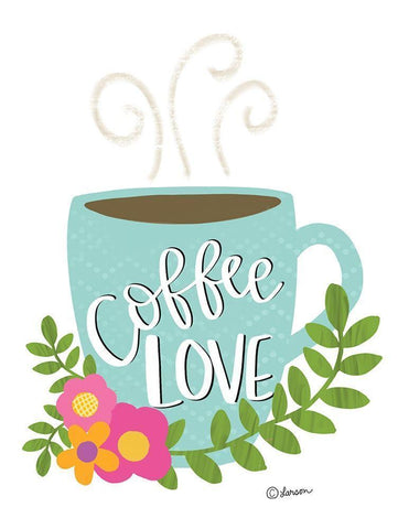 Coffee Love White Modern Wood Framed Art Print with Double Matting by Larson, Lisa
