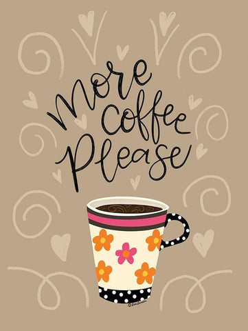 More Coffee Please White Modern Wood Framed Art Print with Double Matting by Larson, Lisa
