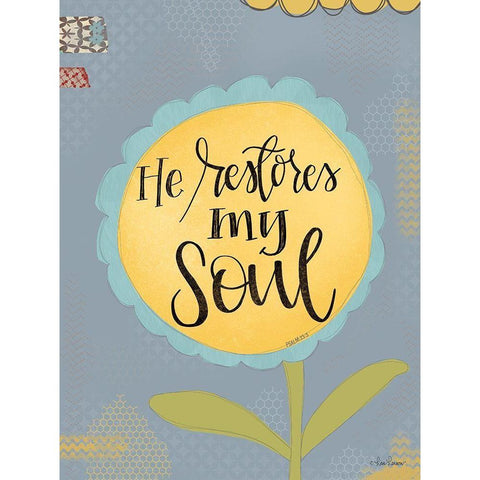 He Restores My Soul Black Modern Wood Framed Art Print with Double Matting by Larson, Lisa