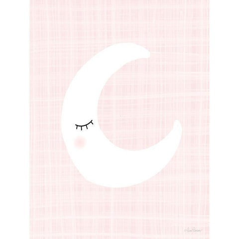 Moon on Pink Black Modern Wood Framed Art Print with Double Matting by Larson, Lisa