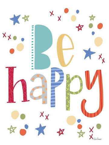 Be Happy Rainbow Black Ornate Wood Framed Art Print with Double Matting by Larson, Lisa