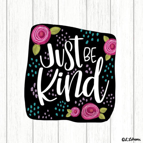 Just Be Kind White Modern Wood Framed Art Print with Double Matting by Larson, Lisa