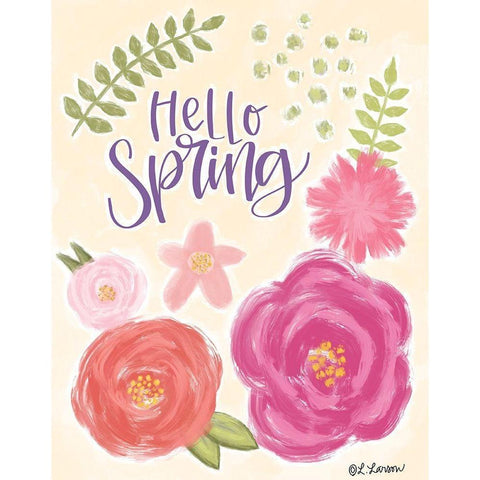 Hello Spring White Modern Wood Framed Art Print by Larson, Lisa