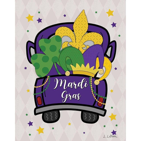 Mardi Gras Truck Gold Ornate Wood Framed Art Print with Double Matting by Larson, Lisa