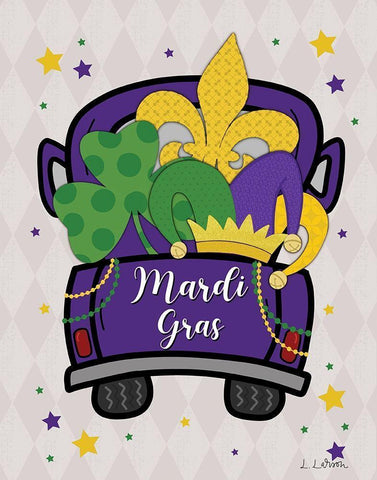 Mardi Gras Truck White Modern Wood Framed Art Print with Double Matting by Larson, Lisa