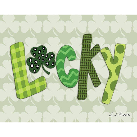 Shamrock Lucky White Modern Wood Framed Art Print by Larson, Lisa