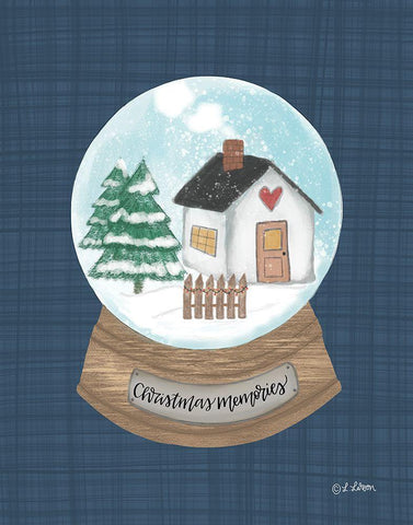 Christmas Memories Snow Globe I Black Ornate Wood Framed Art Print with Double Matting by Larson, Lisa