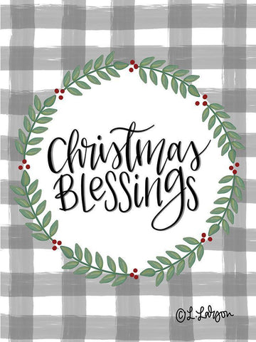 Christmas Blessings Black Ornate Wood Framed Art Print with Double Matting by Larson, Lisa