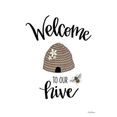 Welcome to Our Hive    Black Modern Wood Framed Art Print by Larson, Lisa