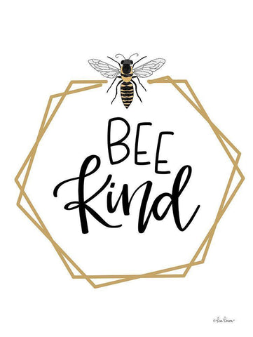 Geo Bee Kind     White Modern Wood Framed Art Print with Double Matting by Larson, Lisa