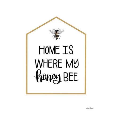 Home is Where My Honey Bee   White Modern Wood Framed Art Print by Larson, Lisa