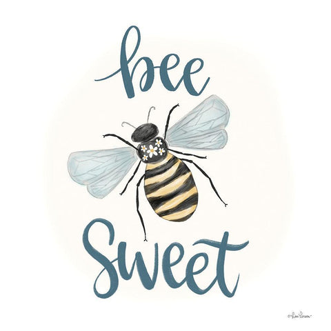 Bee Sweet White Modern Wood Framed Art Print by Larson, Lisa