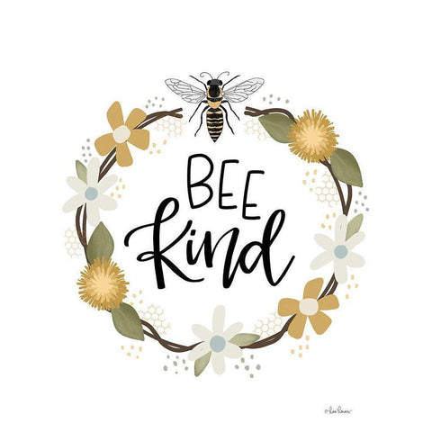 Bee Kind     Black Modern Wood Framed Art Print with Double Matting by Larson, Lisa