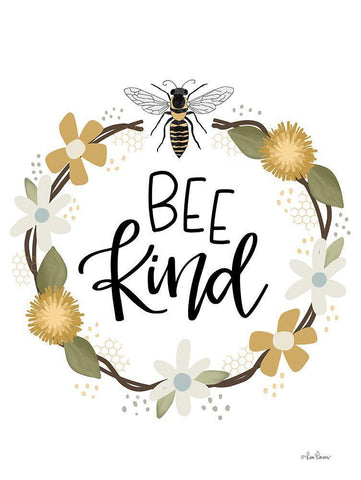Bee Kind     Black Ornate Wood Framed Art Print with Double Matting by Larson, Lisa