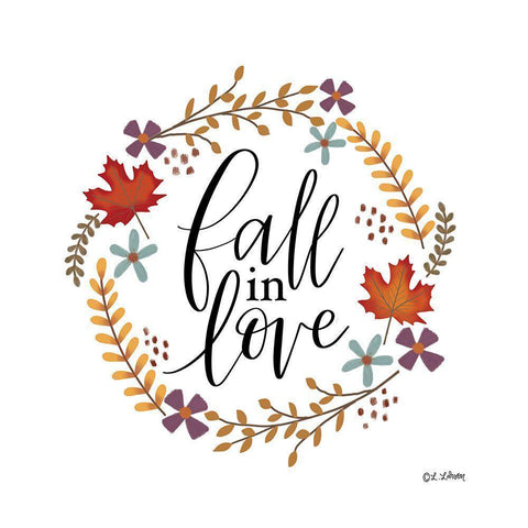 Fall In Love White Modern Wood Framed Art Print by Larson, Lisa