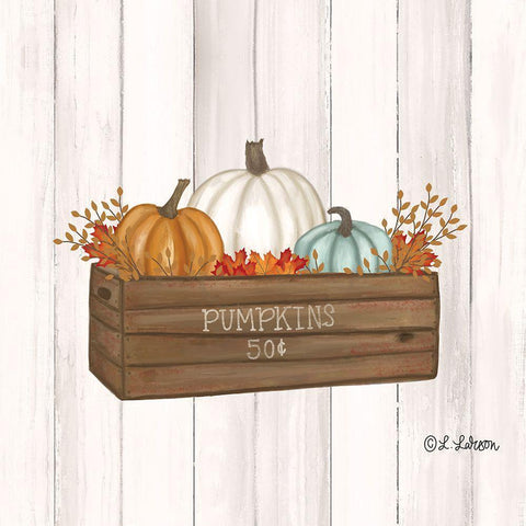 Pumpkins in Box Black Modern Wood Framed Art Print by Larson, Lisa