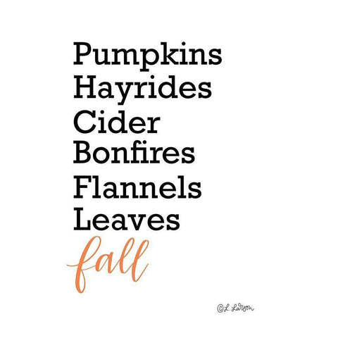 Fall Words White Modern Wood Framed Art Print by Larson, Lisa