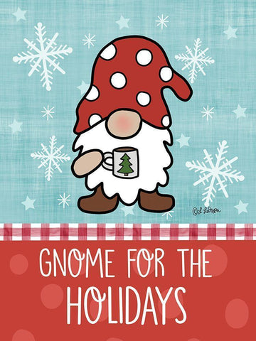 Gnome for the Holidays White Modern Wood Framed Art Print with Double Matting by Larson, Lisa