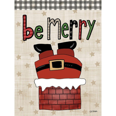 Be Merry White Modern Wood Framed Art Print by Larson, Lisa