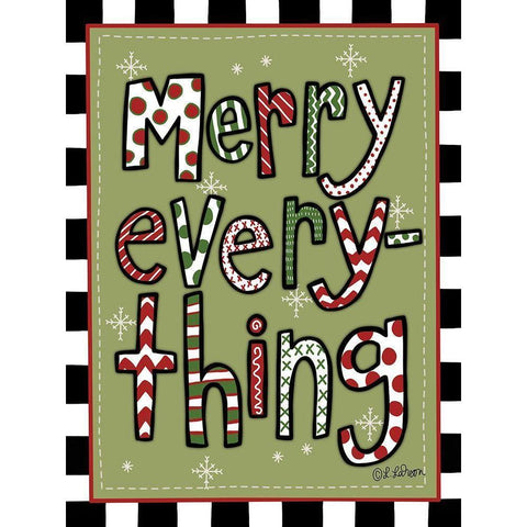 Merry Everything Black Modern Wood Framed Art Print with Double Matting by Larson, Lisa