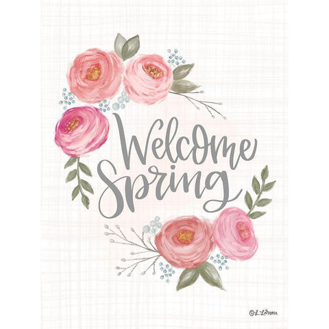 Welcome Spring Gold Ornate Wood Framed Art Print with Double Matting by Larson, Lisa