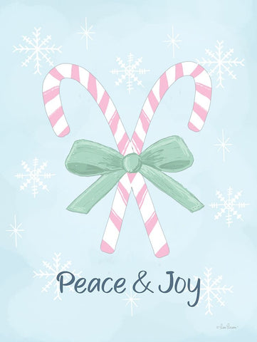 Peace And Joy Candy Canes Black Modern Wood Framed Art Print by Larson, Lisa